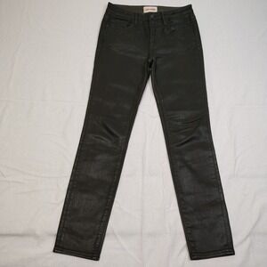 Driftwood Coated Skinny Jeans Olive Green Metallic Sheen Size 25
